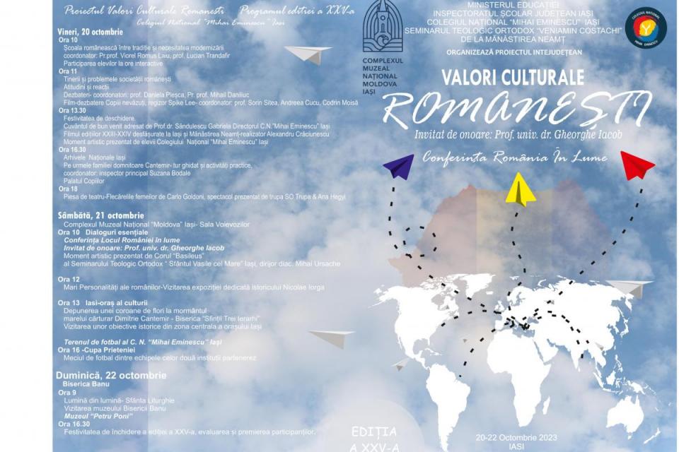Afiș proiect „Valori Culturale Românești”