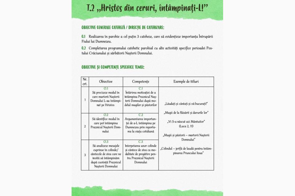 Program catehetic pentru Postul Nașterii Domnului, recomandat de Biroul de catehizare al Arhiepicopiei Iașilor