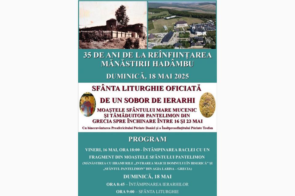 35 de ani de la reînființarea Mănăstirii Hadâmbu