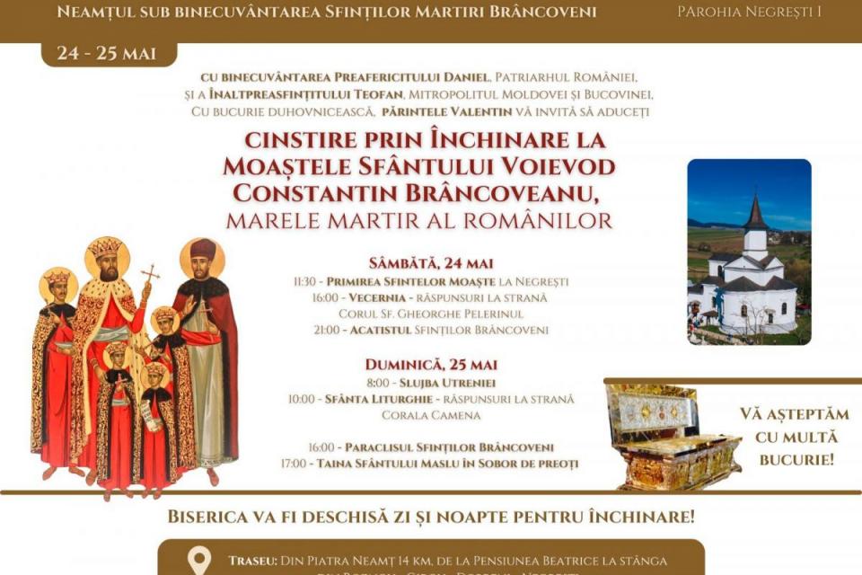 Aducerea moaștelor Sfântului Voievod Constantin Brâncoveanu în Parohia Negrești 1