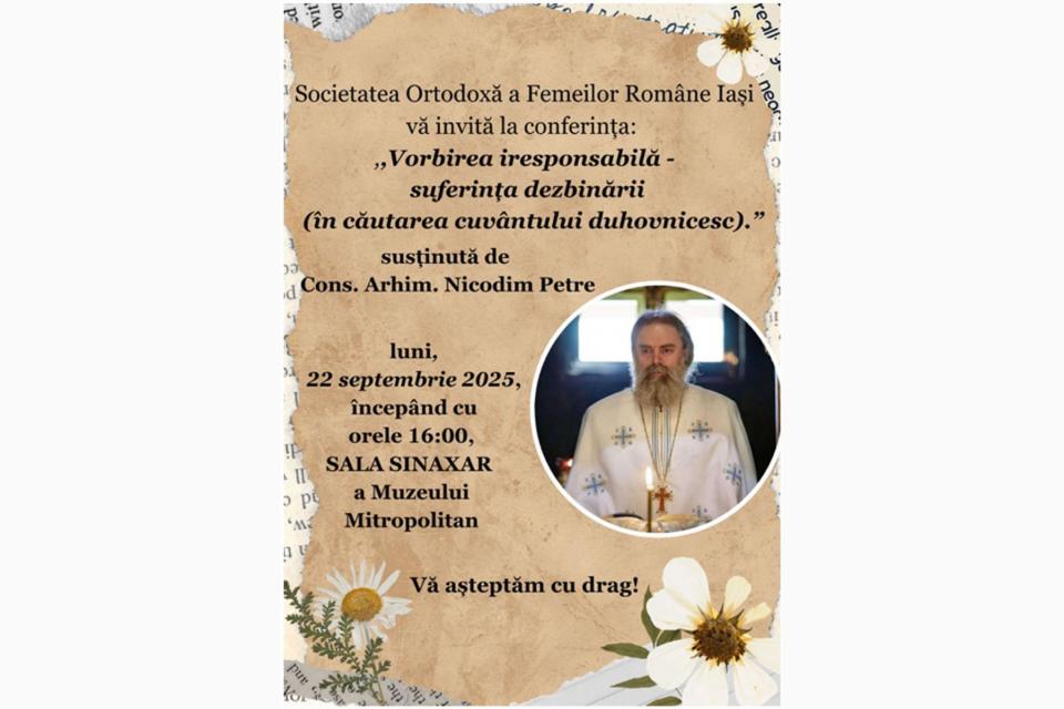 Evenimente care vor avea loc în Arhiepiscopia Iaşilor, în perioada 21-27 septembrie 2025