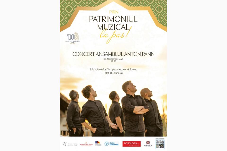 Concert „Prin patrimoniul muzical, la pas!” – Ansamblul Anton Pann, la Palatul Culturii din Iași