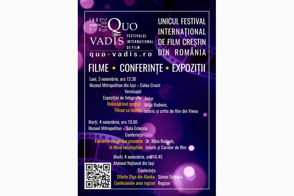 A doua ediție a Festivalului Internațional de Film „Quo Vadis” va avea loc la Iași, în perioada 1-5 noiembrie 2025