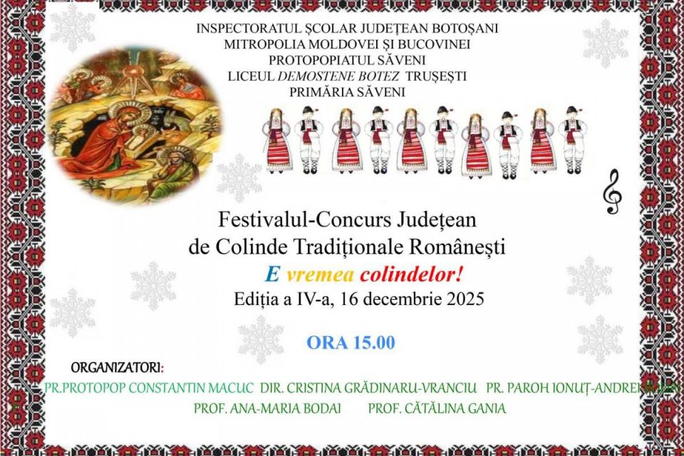 Evenimente care vor avea loc în Arhiepiscopia Iaşilor, în perioada 14-20 decembrie 2025